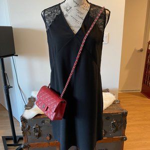 AllSaints black shift dress with lace details US6